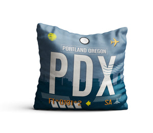 Portland Oregon PDX pillow airport tag