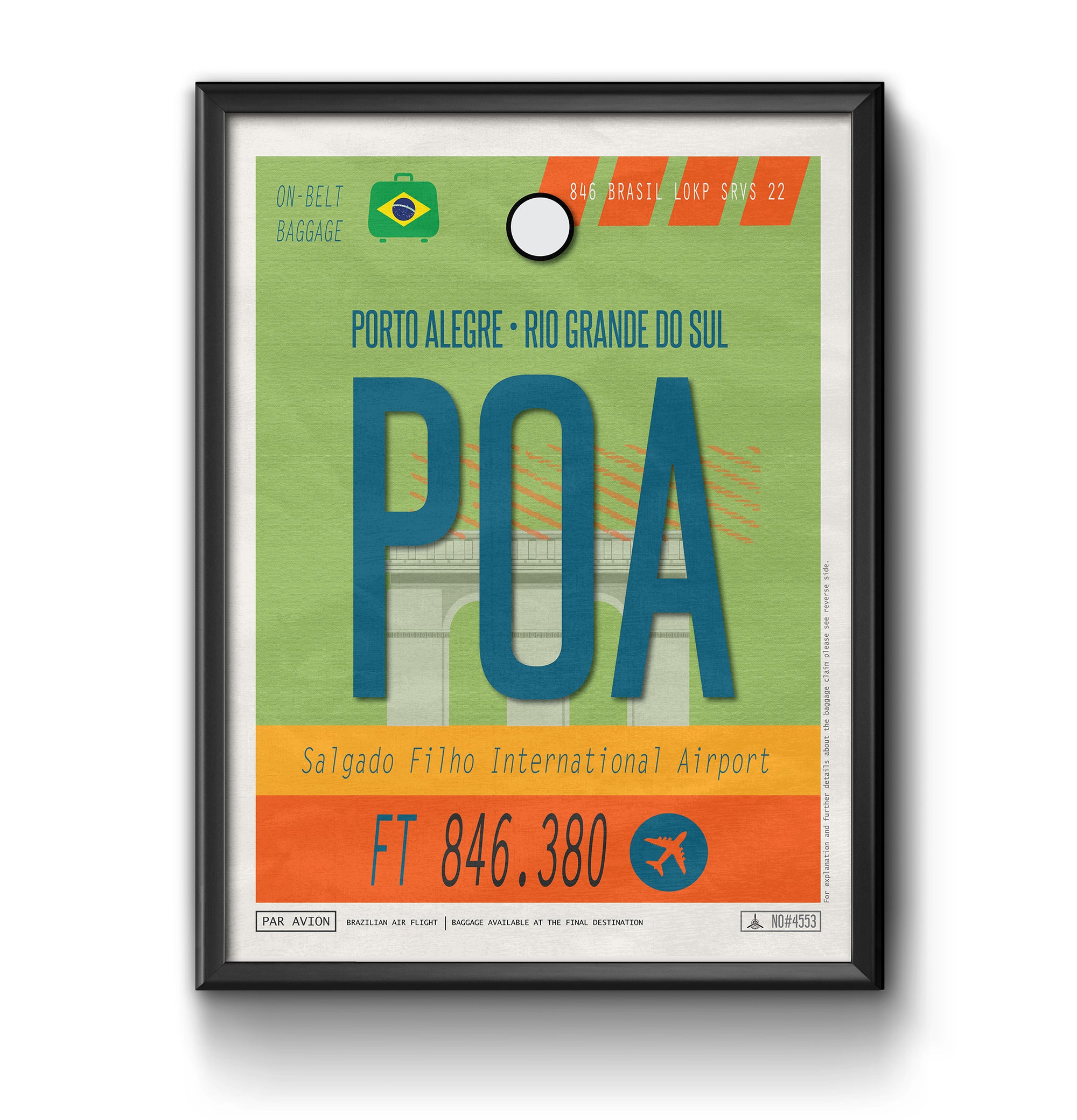 Porto Alegre Brazil POA airport tag poster luggage tag 