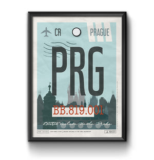 Prague Czech republic PRG airport tag poster luggage tag 