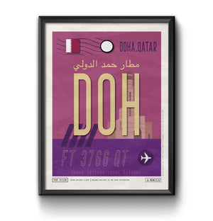 Qatar Doha DOH airport tag poster luggage tag 