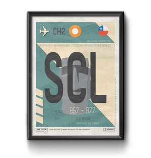 SAntiago de chile SCL airport tag poster luggage tag 