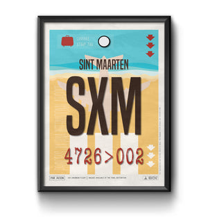 Sint Maarten SXM airport tag poster luggage tag 