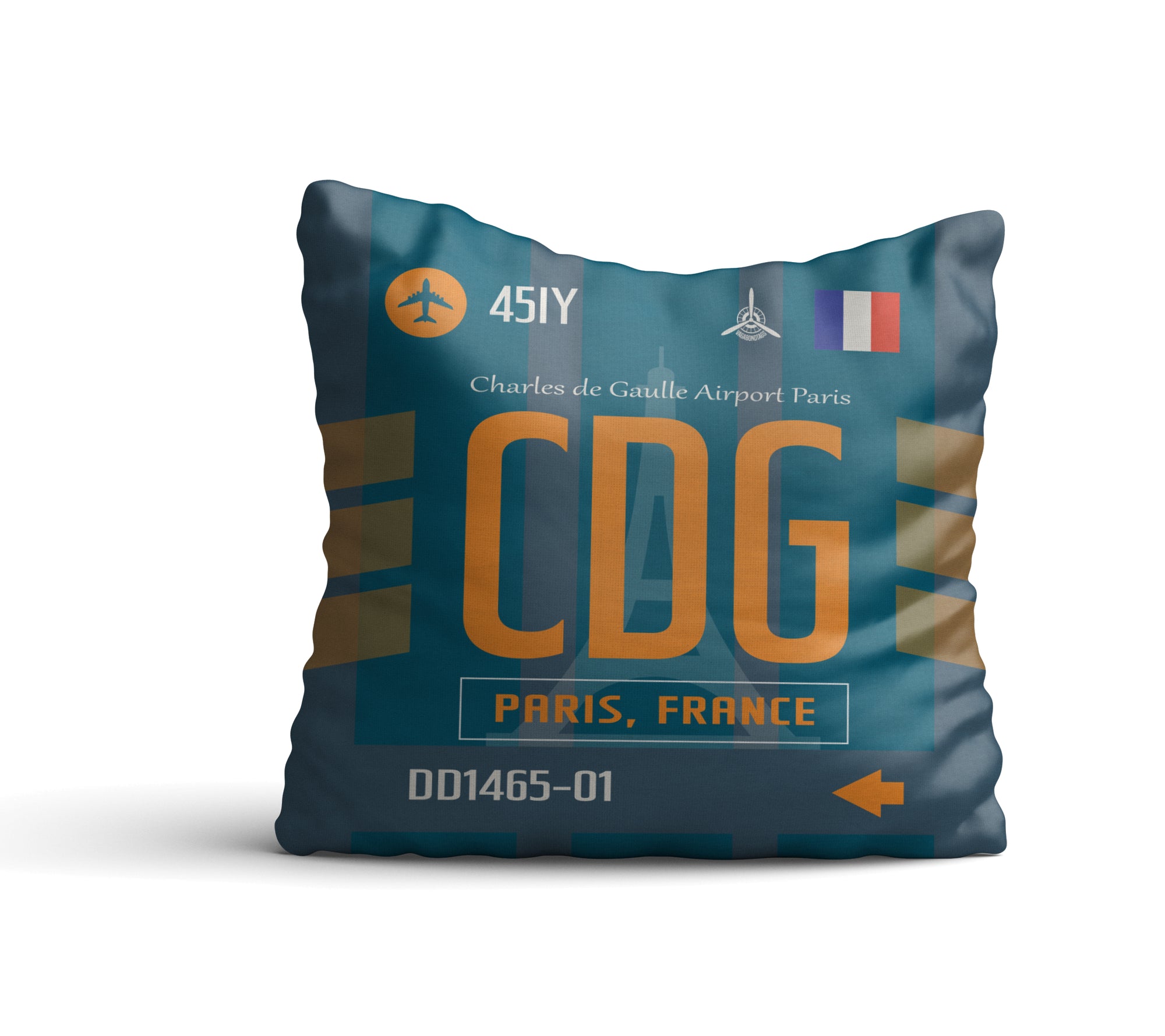 Paris, France - CDG Airport Code Pillow