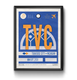Traverse City, Michigan, USA - TVC Airport Code Poster