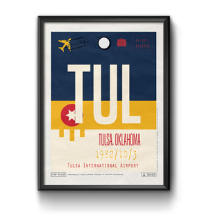Tulsa, Oklahoma, USA - TUL Airport Code Poster