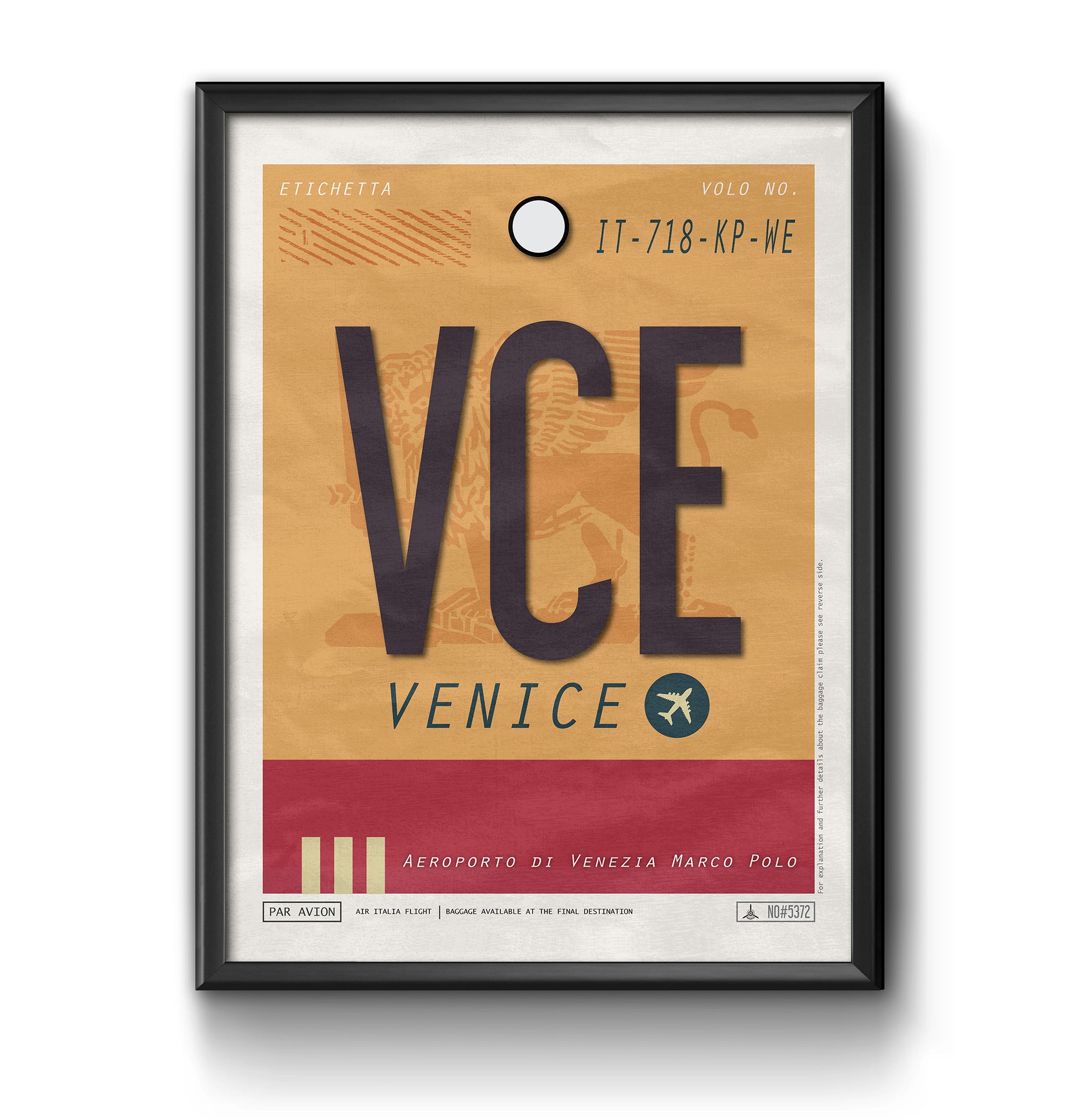 Venice Italy VCE airport tag poster luggage tag 