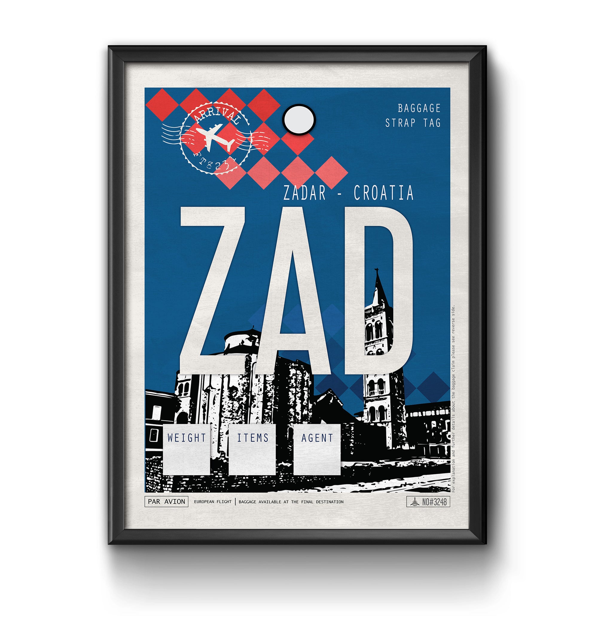 Zadar, Croatia - ZAD Airport Code Poster