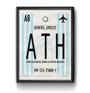 athens greece ATH airport tag poster luggage tag 