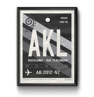auckland new zealand AKL airport tag poster luggage tag 