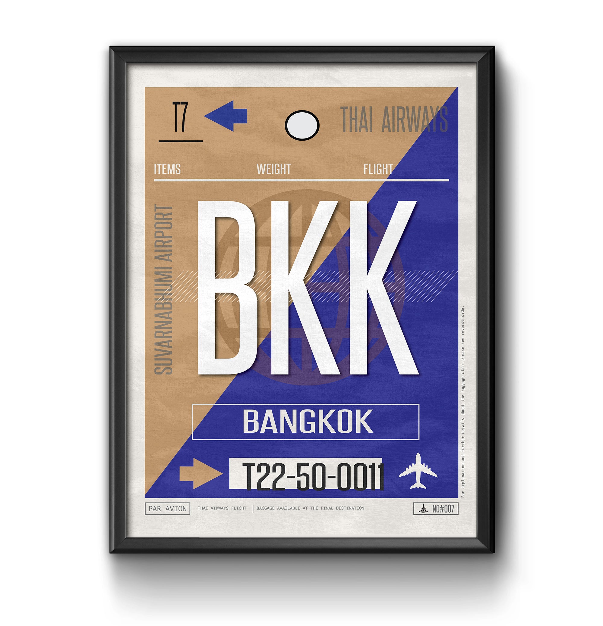 bangkok thailand BKK airport tag poster luggage tag 