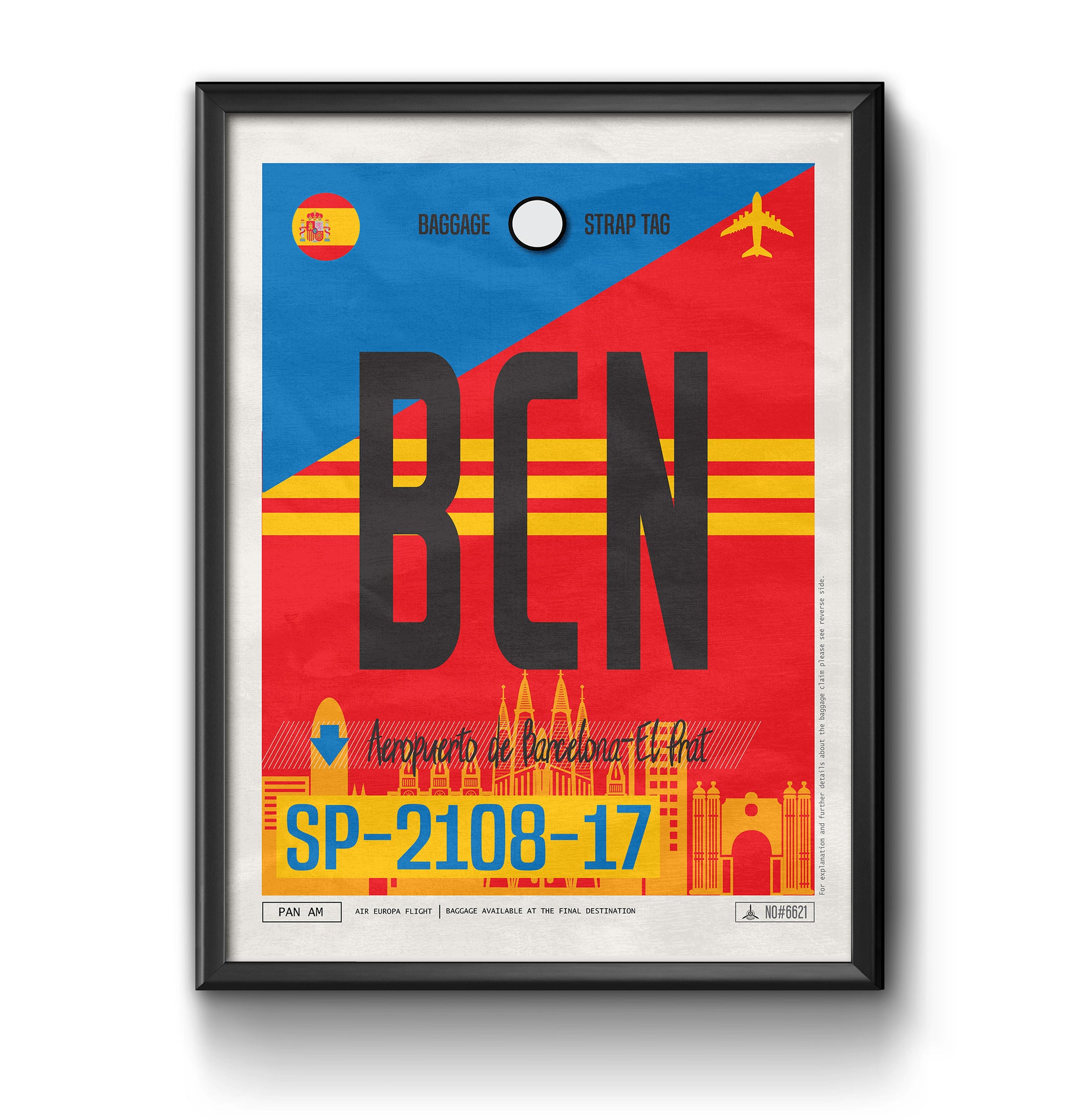 barcelona spain BCN airport tag poster luggage tag 