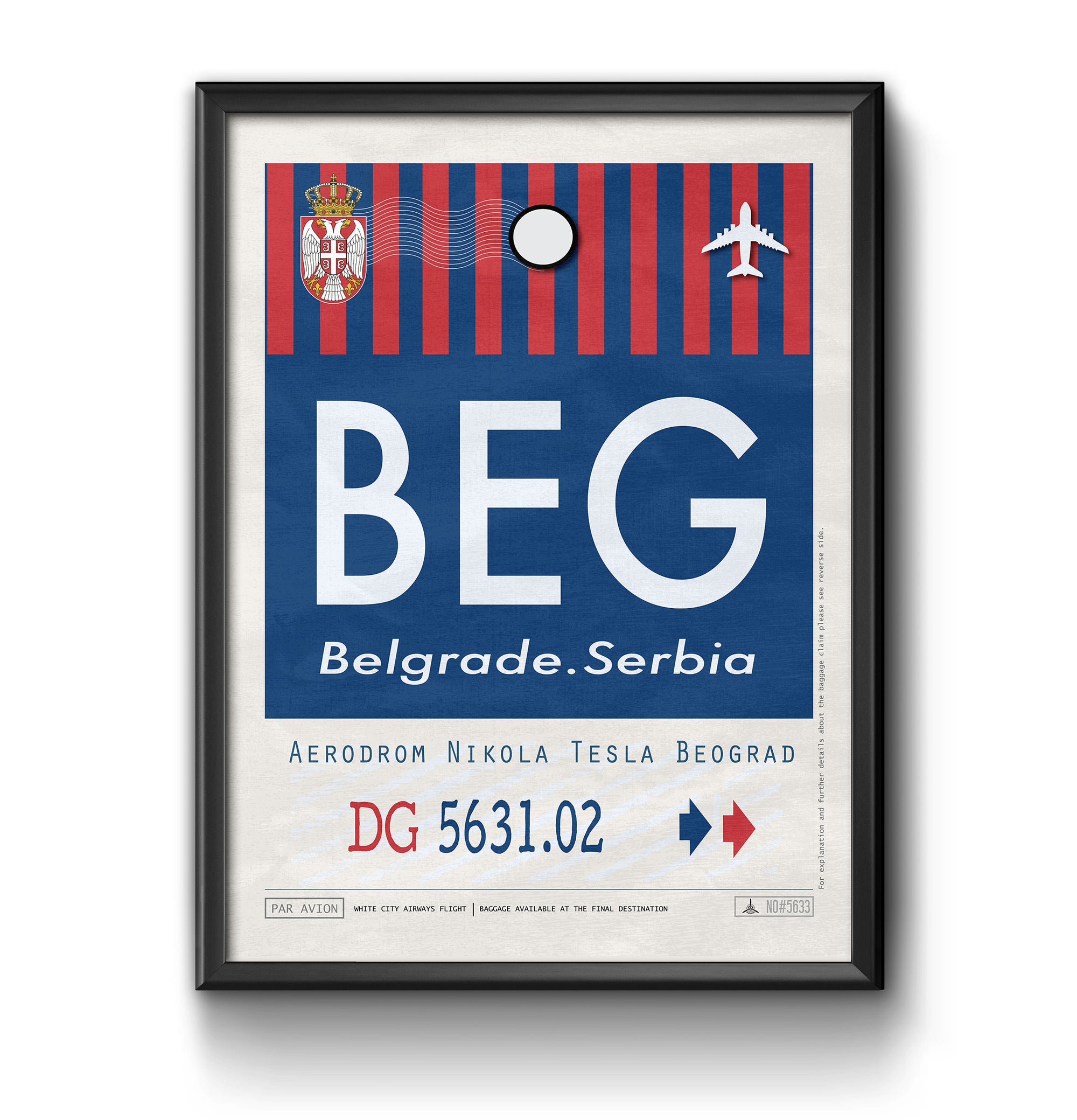 belgrade serbia BEG airport tag poster luggage tag 