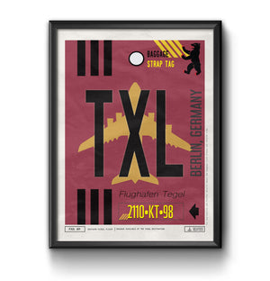 berlin germany TXL airport tag poster luggage tag 