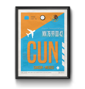 cancun mexico CUN airport tag poster luggage tag 