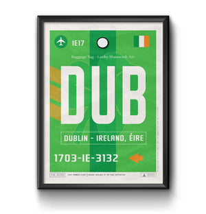 dublin ireland DUB airport tag poster luggage tag 