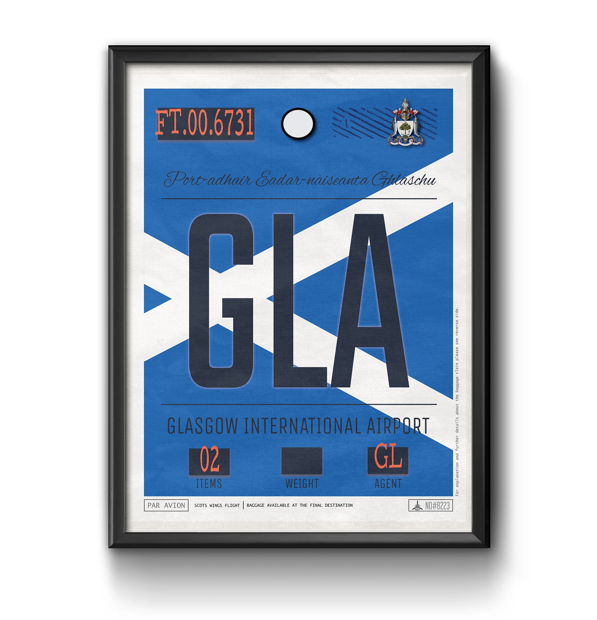 glasgow scotland GLA airport tag poster luggage tag 