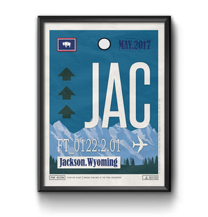 jackson wyoming JAC airport tag poster luggage tag 