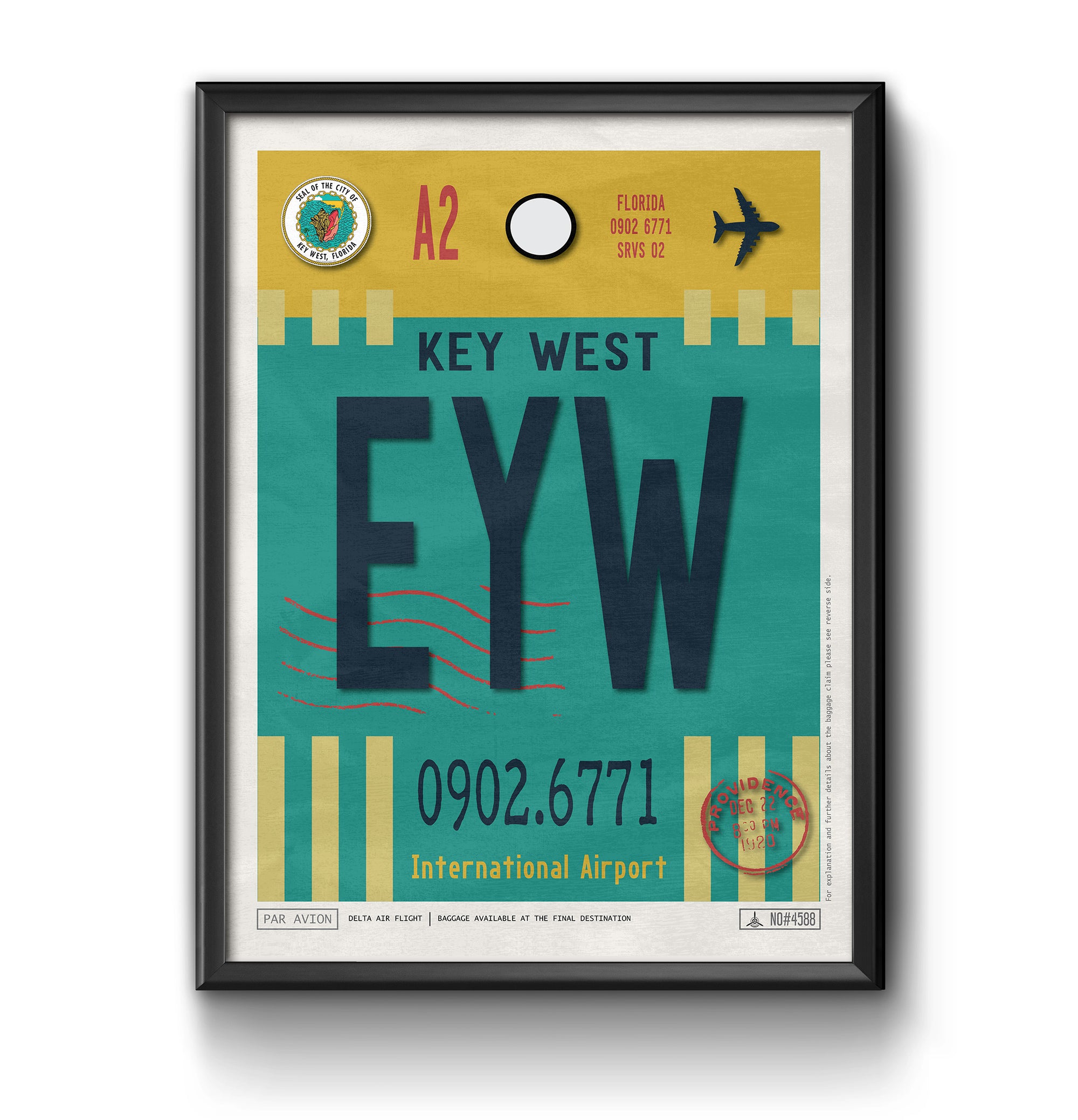 key west Florida EYW airport tag poster luggage tag 