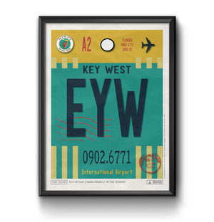 key west Florida EYW airport tag poster luggage tag 