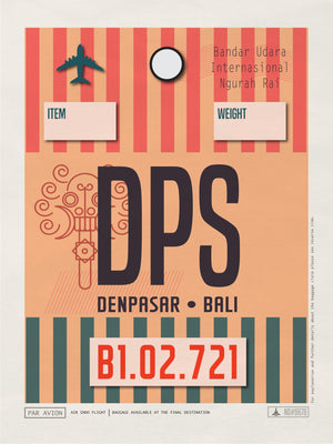 Bali, Indonesia - DPS Airport Code Poster