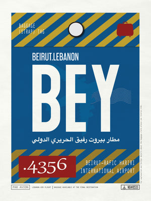Beirut, Lebanon - BEY Airport Code Poster
