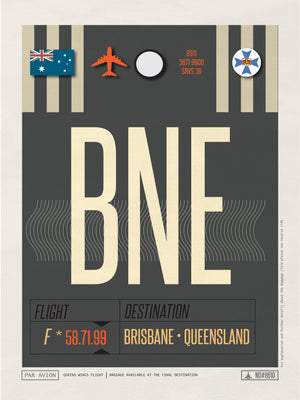 Brisbane, Australia - BNE Airport Code Poster