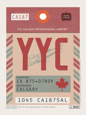 Calgary, Canada - YYC Airport Code Poster