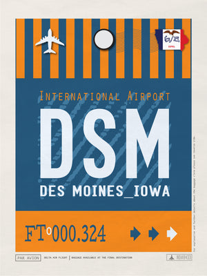 Des Moines, Iowa USA - DSM Airport Code Poster