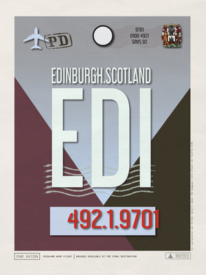 Edinburgh, Scotland UK - EDI Airport Code Poster