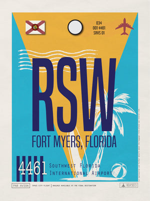 Fort Myers, Florida USA - RSW Airport Code Poster