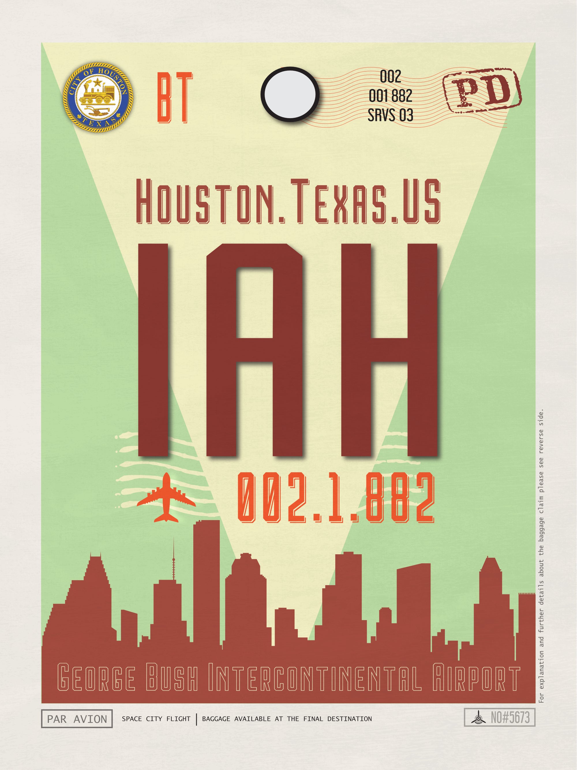 Houston, Texas USA - IAH Airport Code Poster