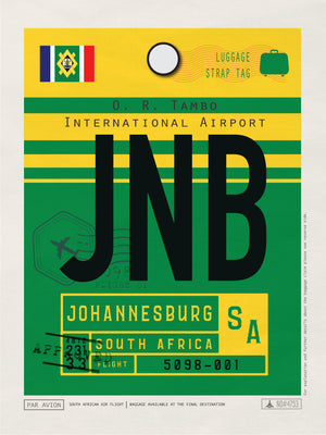 Johannesburg, South Africa  - JNB Airport Code Poster