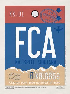 Kalispell, Montana - FCA Airport Code Poster