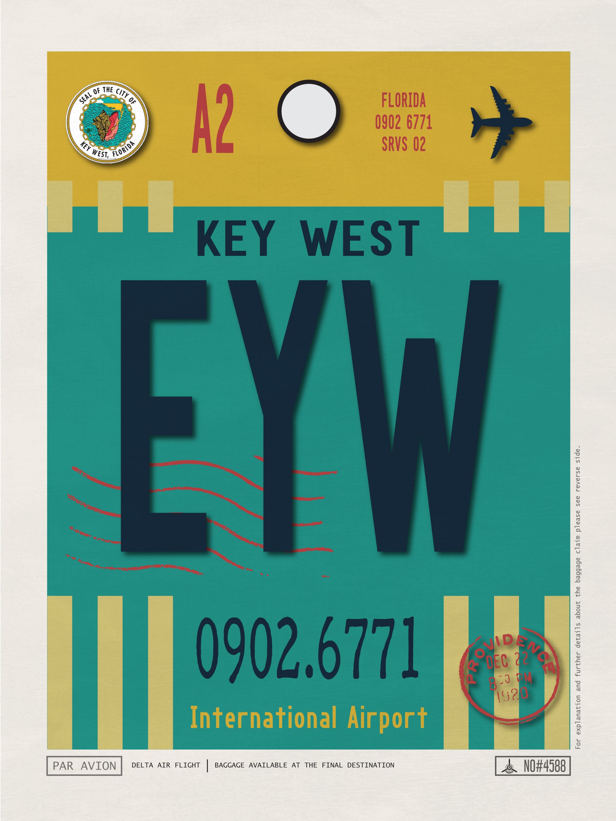 Key West, Florida USA - EYW Airport Code Poster