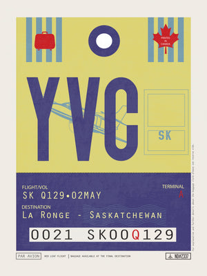 La Ronge, Saskatchewan Canada - YVC Airport Code Poster