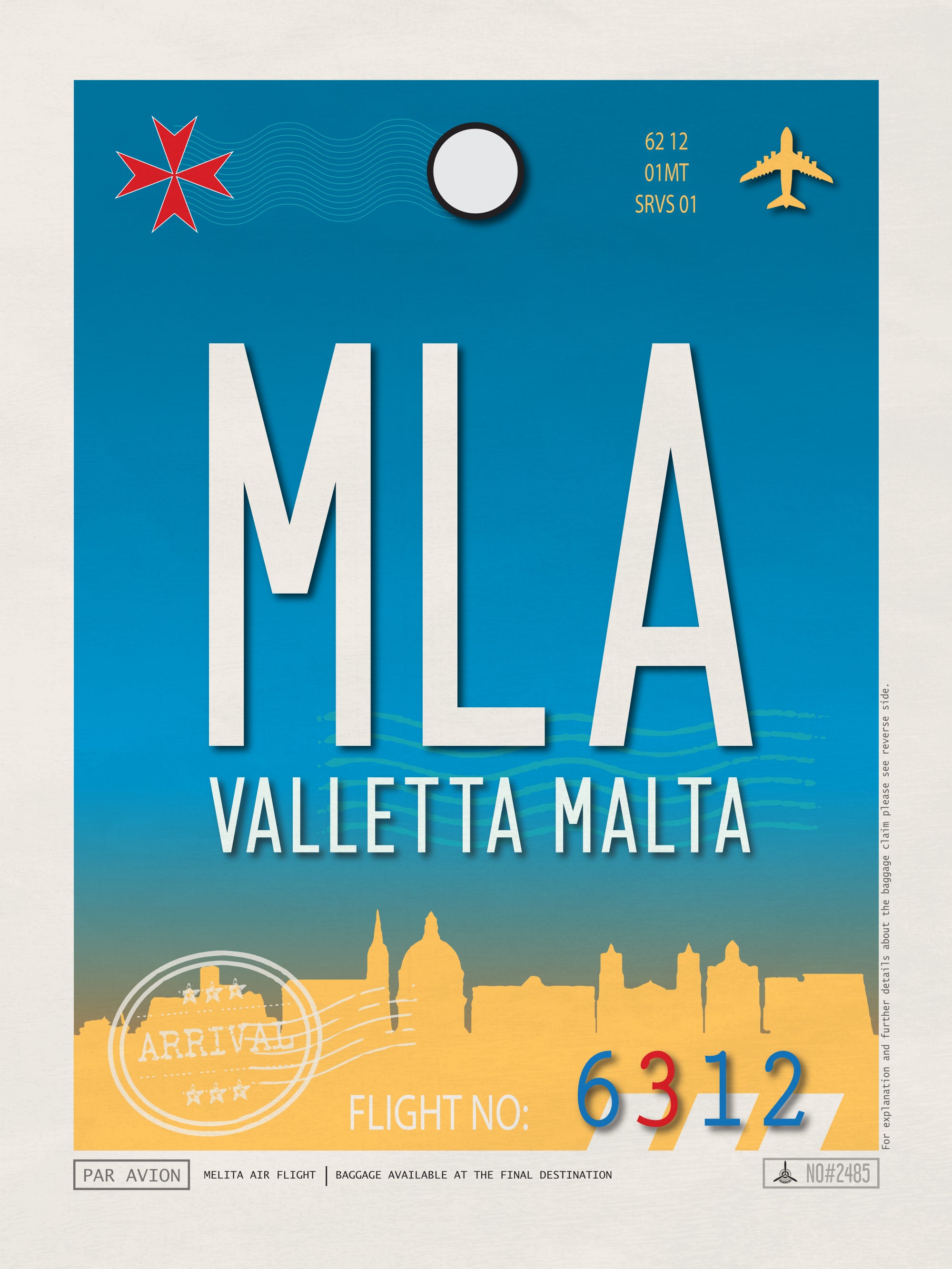 Valletta, Malta - MLA Airport Code Poster