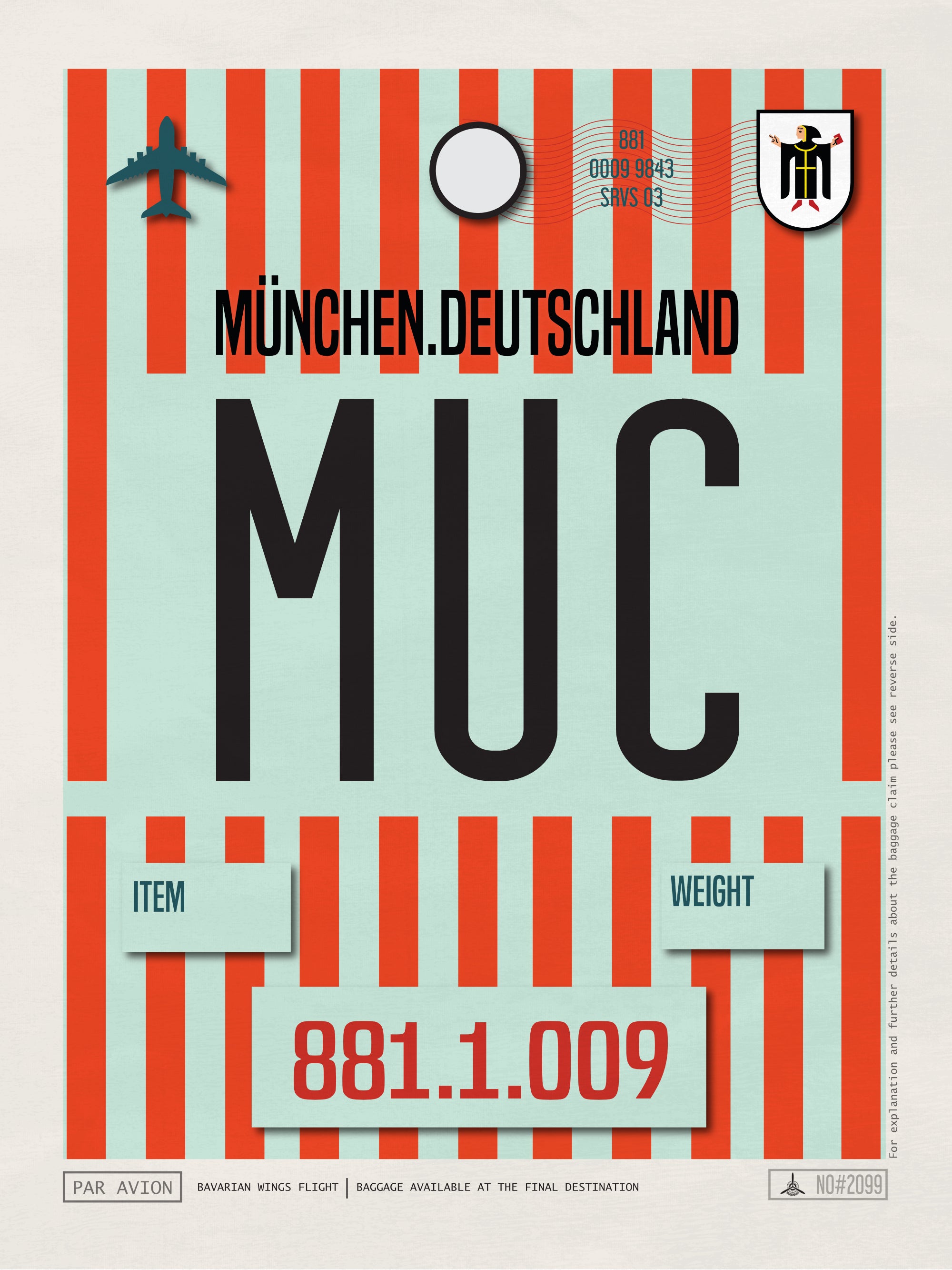 Munich, Germany - MUC Airport Code Poster