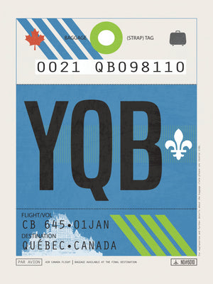 Quebec, Canada - YQB Airport Code Poster