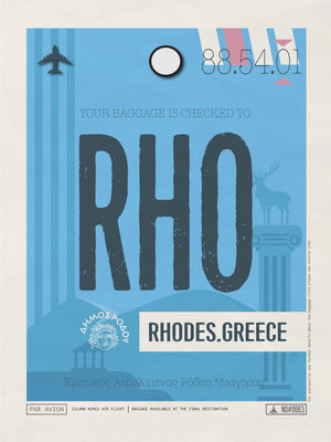Rhodes, Greece - RHO Airport Code Poster