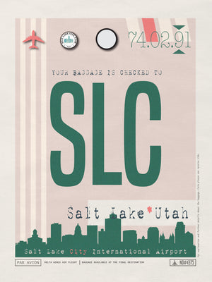 Salt Lake City, Utah USA - SLC Airport Code Poster