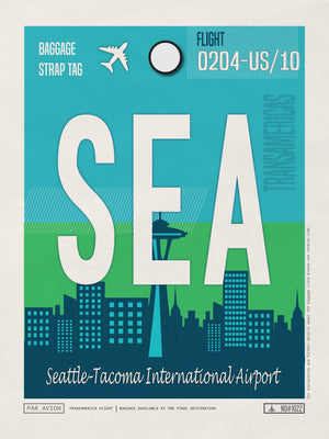 Seattle, Washington USA - SEA Airport Code Poster