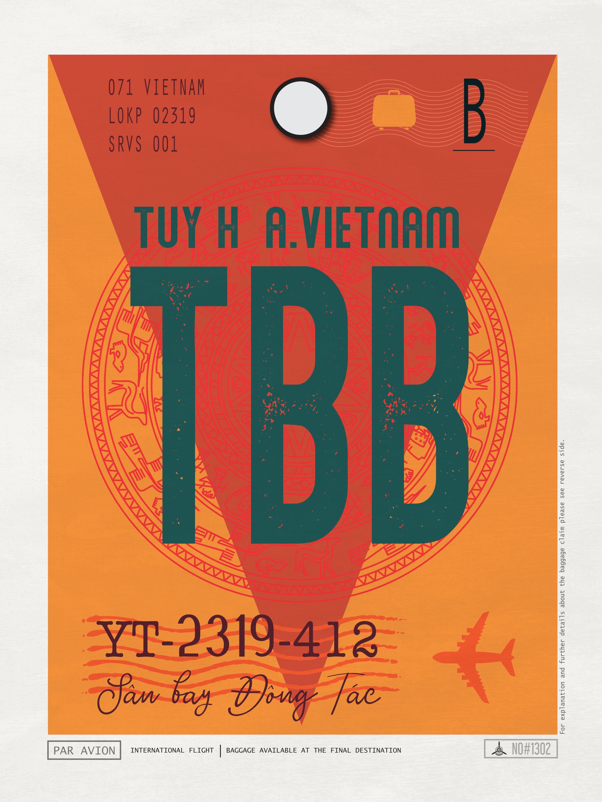 Tuy Hoa, Vietnam - TBB Airport Code Poster