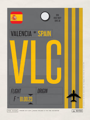 Valencia, Spain - VLC Airport Code Poster