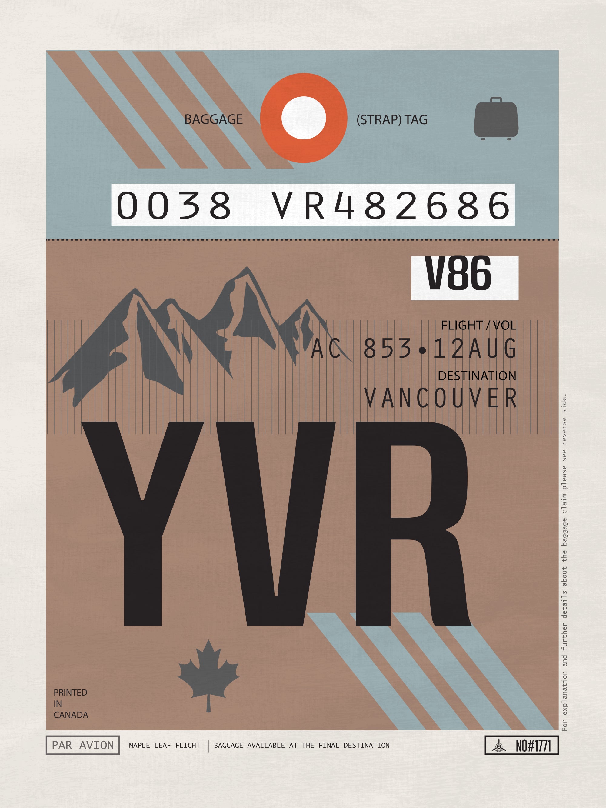 Vancouver, Canada - YVR Airport Code Poster