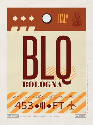 Bologna, Italy - BLQ Airport Code Poster