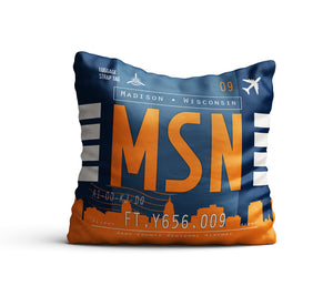 madison wisconsin MSN pillow airport tag
