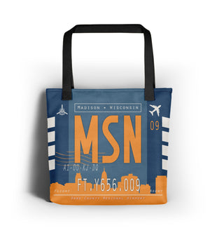 madison wisconsin MSN tote airport tag bag