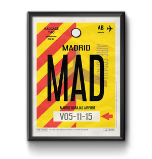 madrid spain MAD airport tag poster luggage tag 