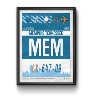 memphis tennessee MEM airport tag poster luggage tag 