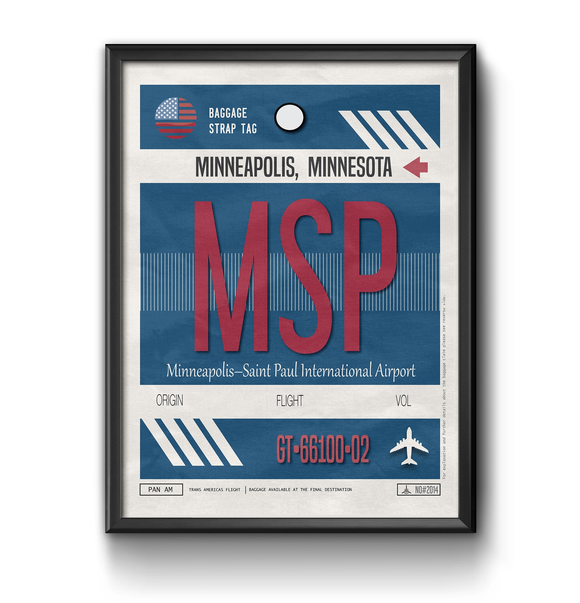minneapolis minnesota MSP airport tag poster luggage tag 